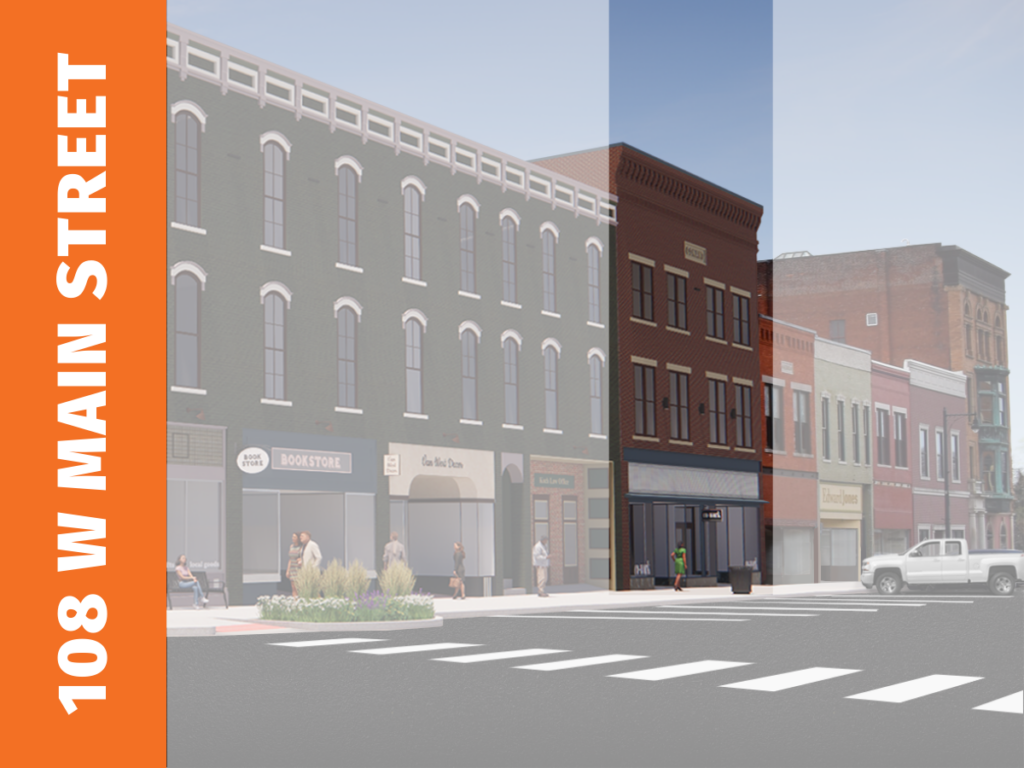 Highlighted rendering of 108 W Main Street in downtown Van Wert